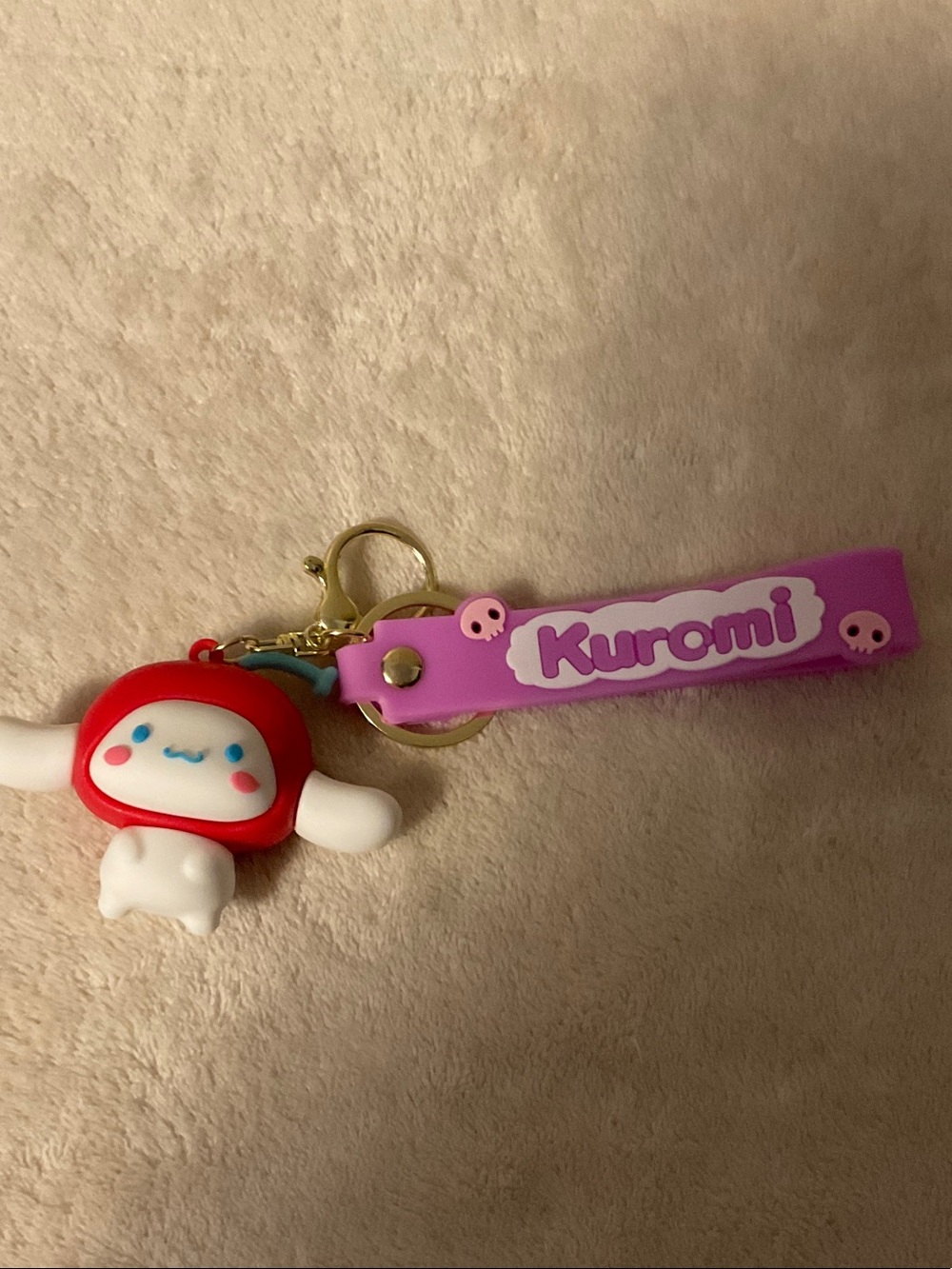 Kuromi Kids Silicone Keychain Charm in Purple and Red